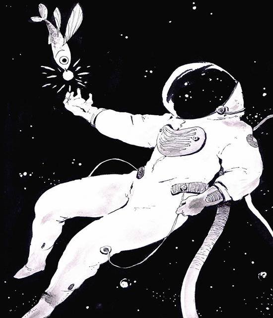 RUOPOTY צייר לפי מספרים אסטרונאוט איור קיר אמנות ייחודית מתנה מצוירת ביד תמונה לפי מספרים ירח לסלון