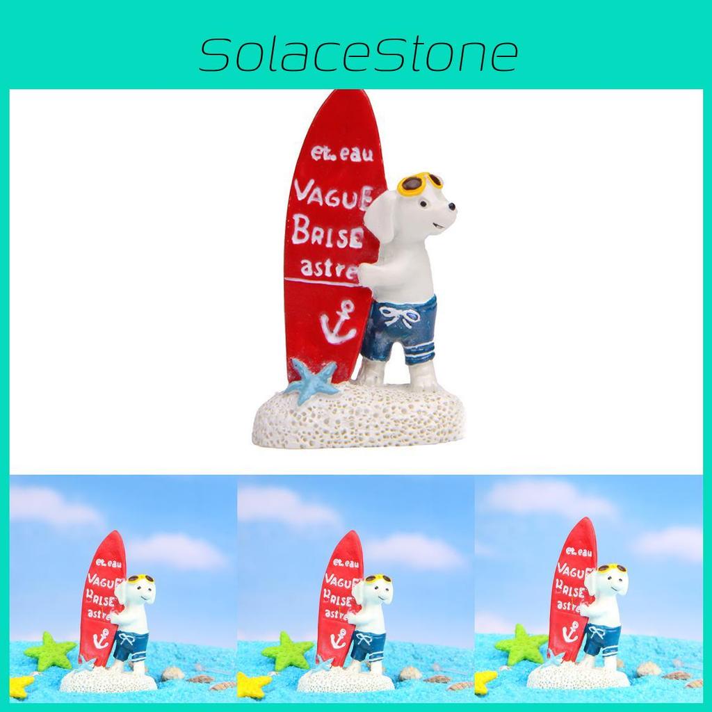 Japanese Style Resin Dog Figurine With Surfing Surfboard For Gift And Decoration
