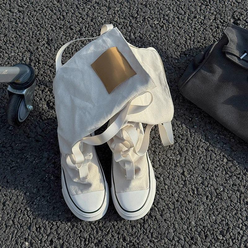 Fashion New Women's Boots Fashion Mid-calf Canvas Boot Breathable Casual Boots Designer Women Pants Tube Stack Boot Student Canvas Boots