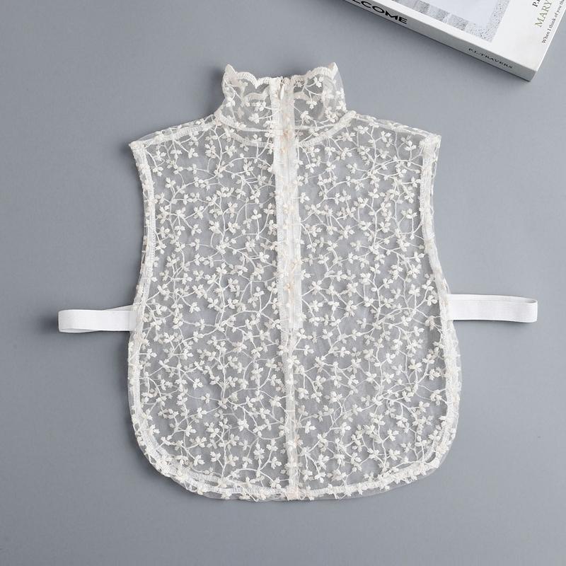 Elegant Lace Interior Decoration Hollow Fake Collar Detachable Flower High Collar Half Shirt Blouse For Women Girls