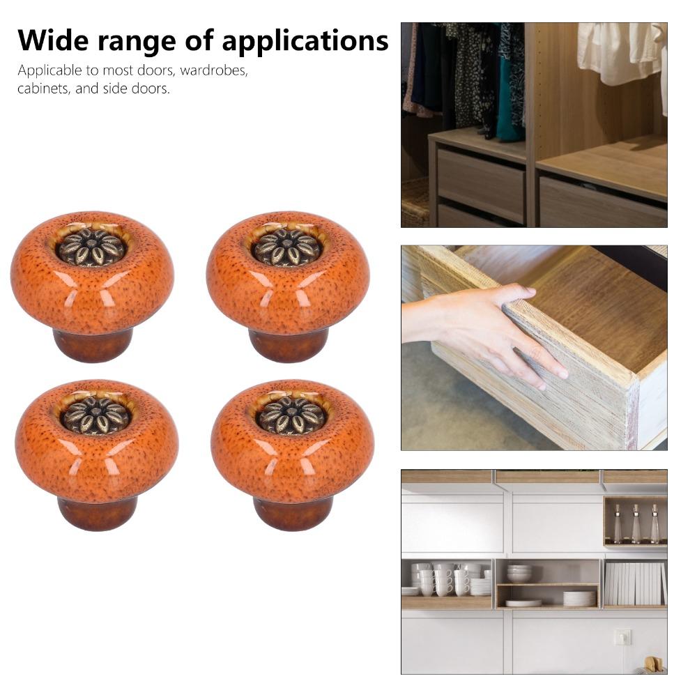 4pcs Easy Install Door Knobs Round Drawer Knobs Vintage Cabinet Handles Living Room