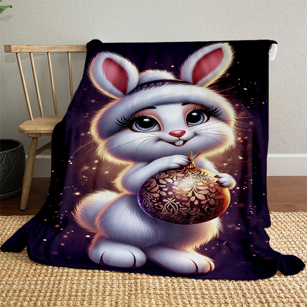1PC rabbit ornamentOutdoor Flannel Blanket - Soft Plush Decor for Picnics, camping, Bedroom, Playroom, Office, or Lunch Break 1315A