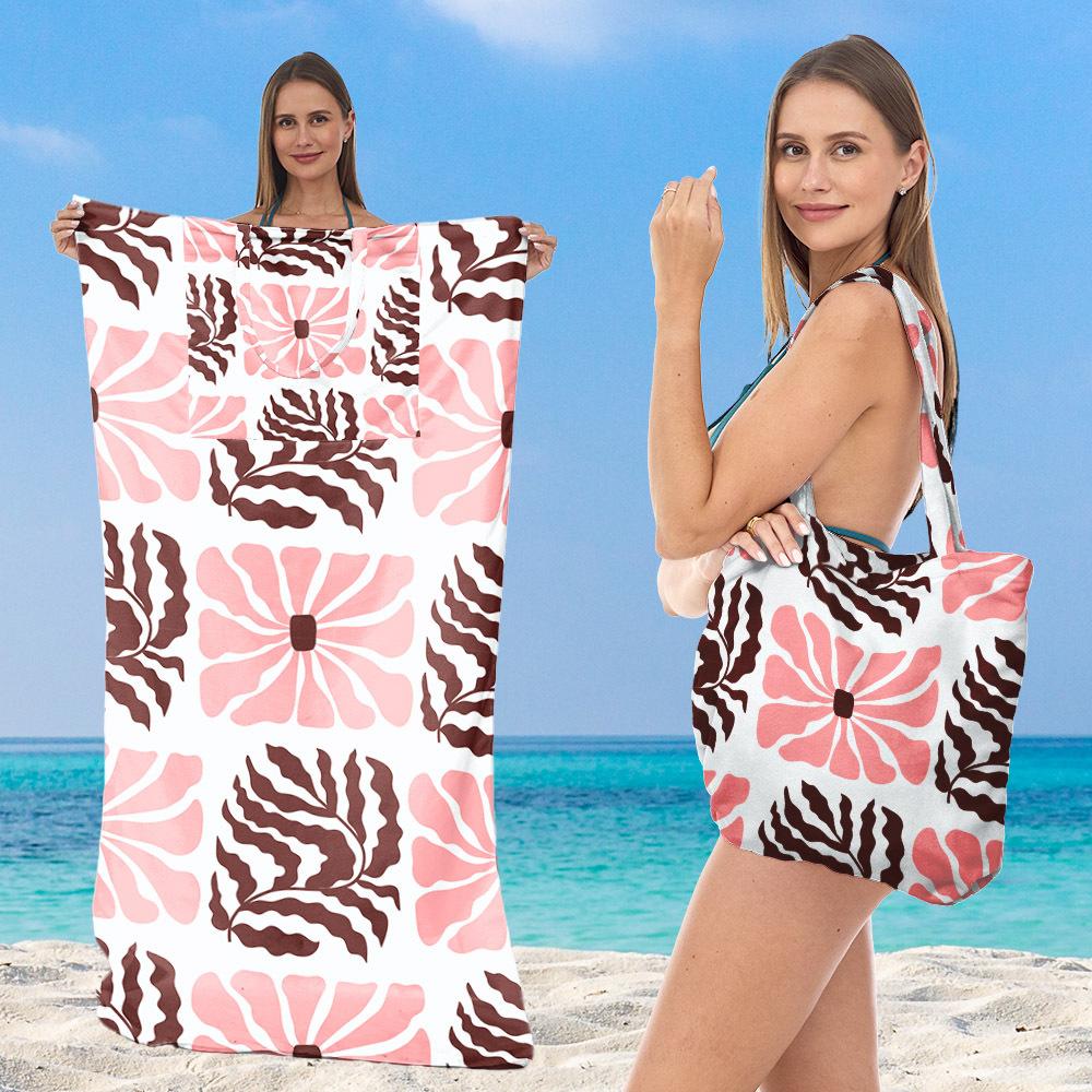 Damen 2-in-1 Faltbarer Strandtuch mit integrierter Tasche Multifunktionale Einzelschulter-Umhängetasche Für Schwimmen Wassersport