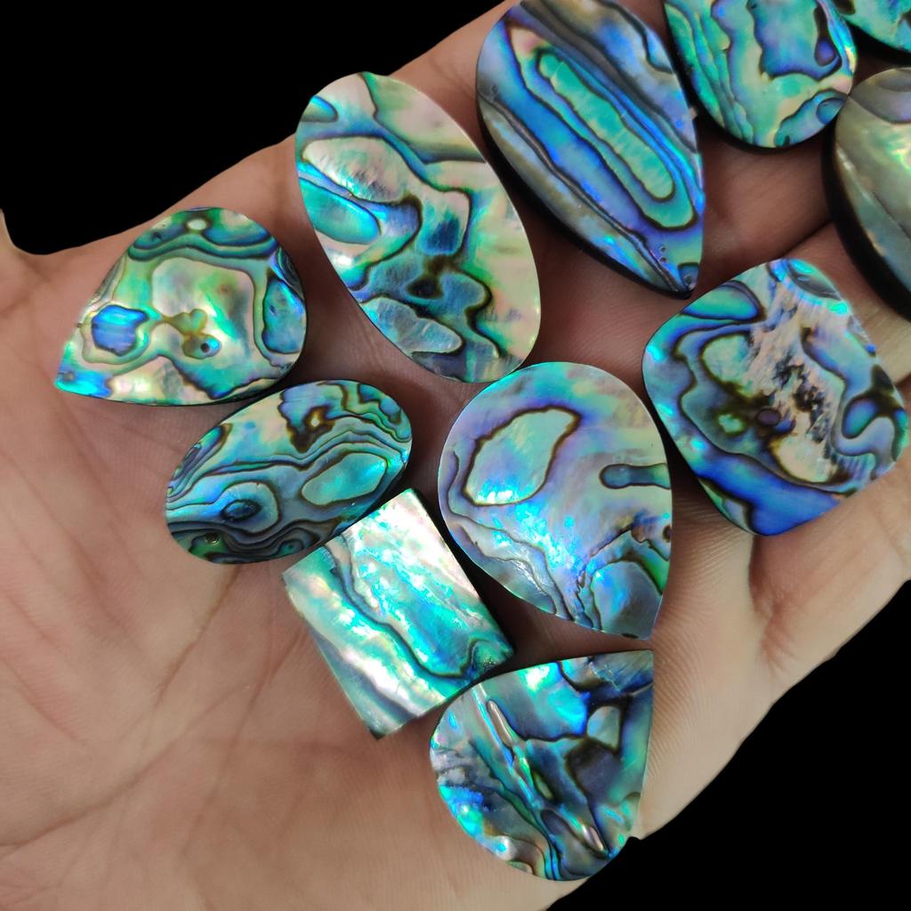 Polished Natural Abalone Shell, Abalone cabochon, Loose gemstone Lot, Healing Cabochon, Mix Shape Abalone Shell For Jewelry Making.