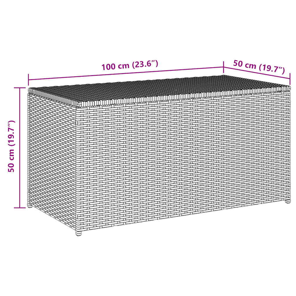 Garden Storage Box Wicker Style Poly Rattan 100 x 50 x 50 cm Brown