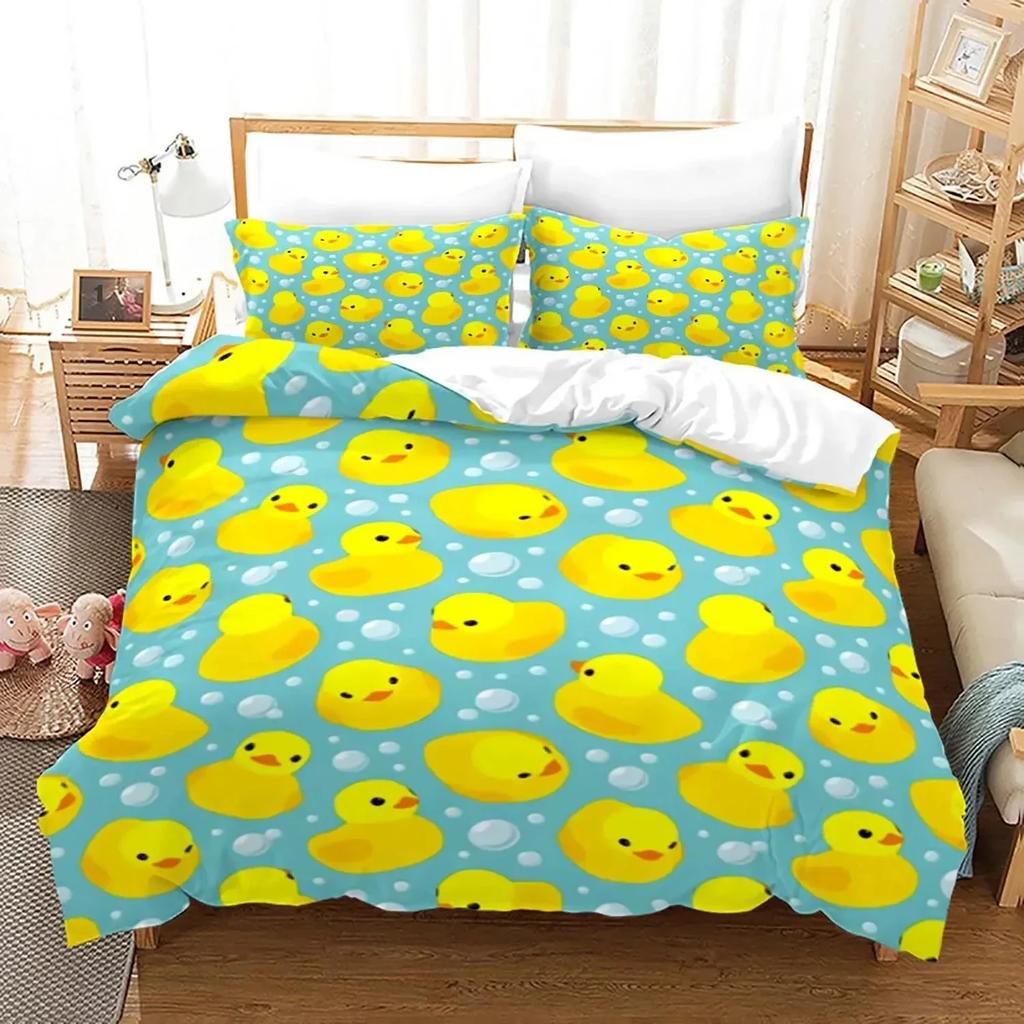 3D Druck Gelbe Ente Bettwäsche Set Jungen Mädchen Einzelbett Queen Size King Size Bettbezug Kissenbezug Bett Jungen Erwachsener Heimtextil