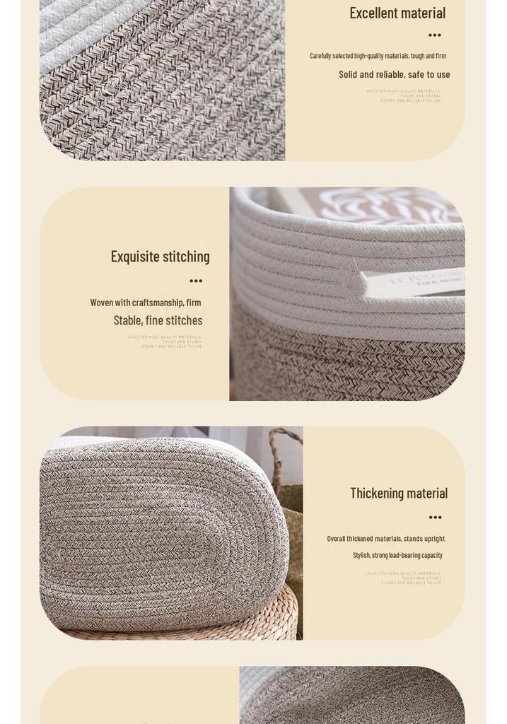 Large Cotton Rope Woven Basket for Living Room Storage - Ideal for Toys and Sundries