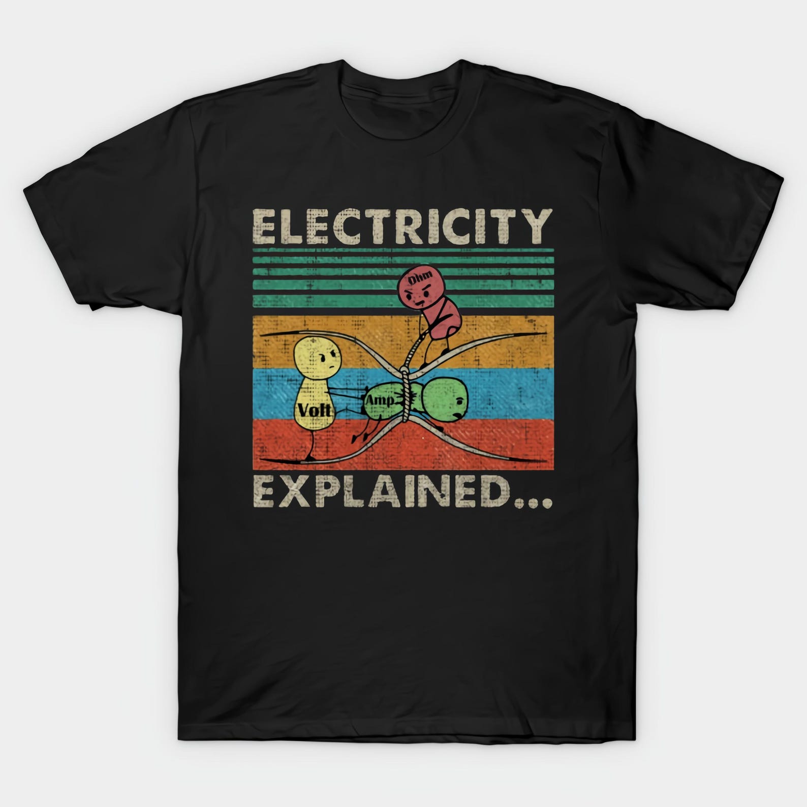 Electricity Explained Black T shirt Size S-4X Casual XL