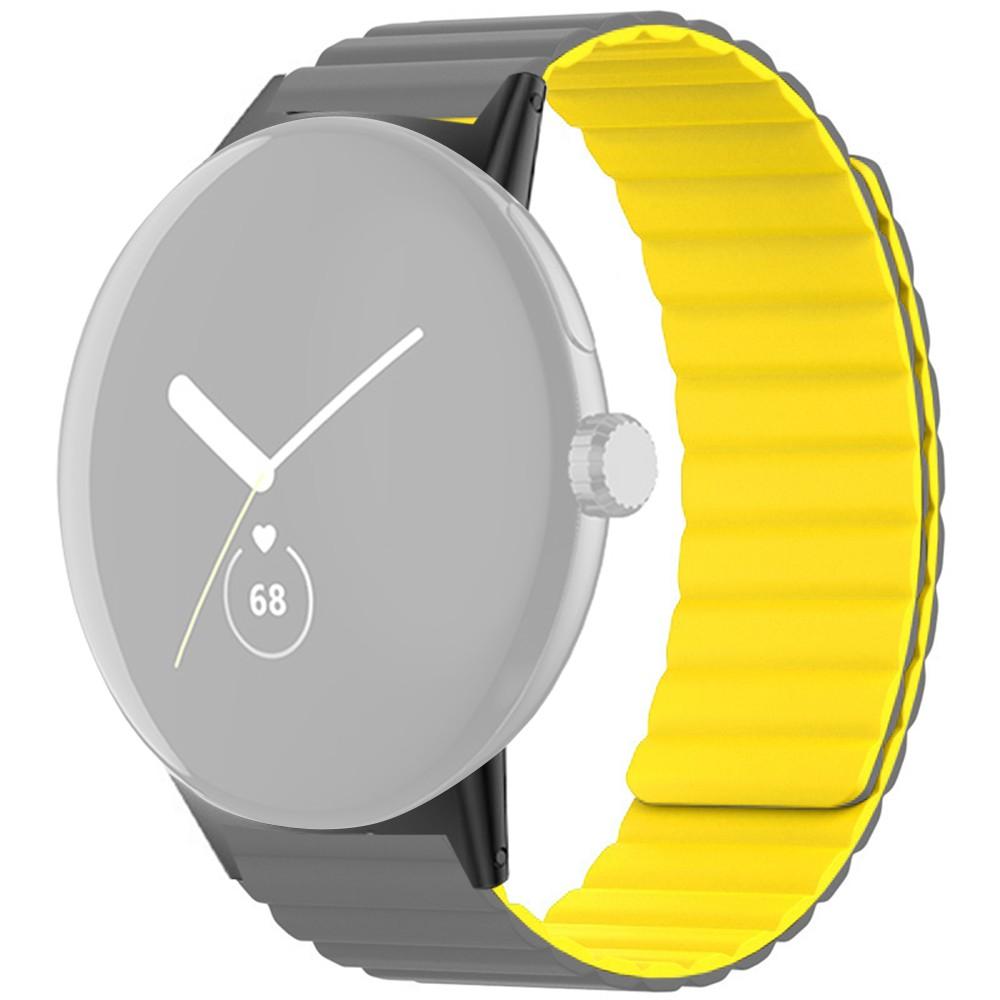 

For Google Pixel Watch 3 41mm/Watch 2/Pixel Watch Magnetic Watch Band Adjustable Silicone Wrist Strap Grey Yellow