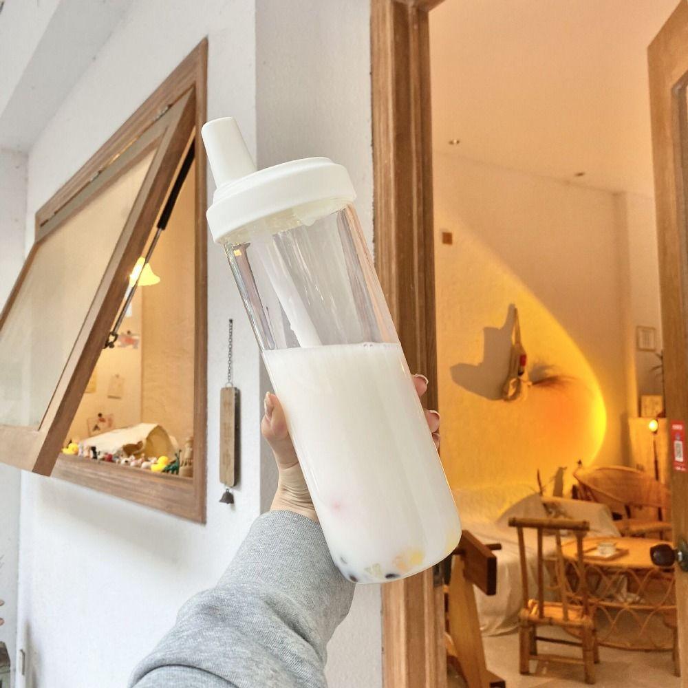 

Transparent Milk Plastic Cup 500/850ml Large Capacity Water Bottle Water Straw Bottles Juice 500ml