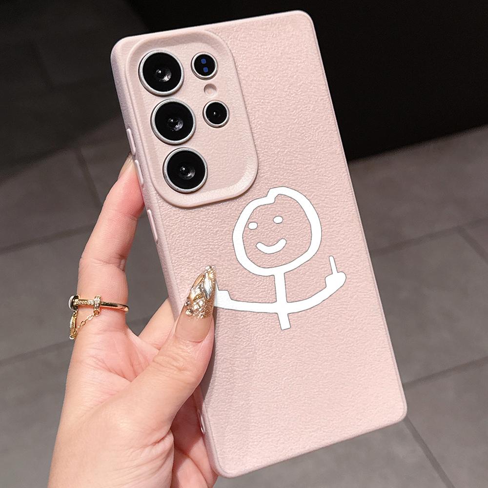 Samsung A07 A16 Xiaomi Redmi 13C 14C for iPhone 17 16 Pro Max Infinix Realme Phone Cases Soft brown Leather pattern TPU Case NY50 Cartoon Matchman art