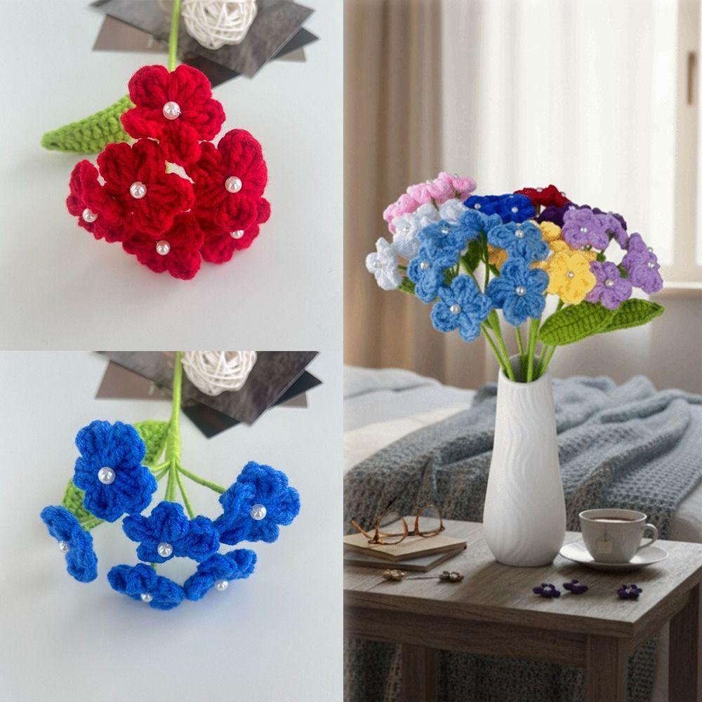 a Bundle of 6 Flowers Handmade Bouquet Artificial Knit Fake Flowers Home Decoration