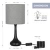New Bedside Nightstand Table Lamps, Modern Black Metal Base with Grey Linen Lampshade Desk Lamp, Small Lamp Set of 2  Living Roo