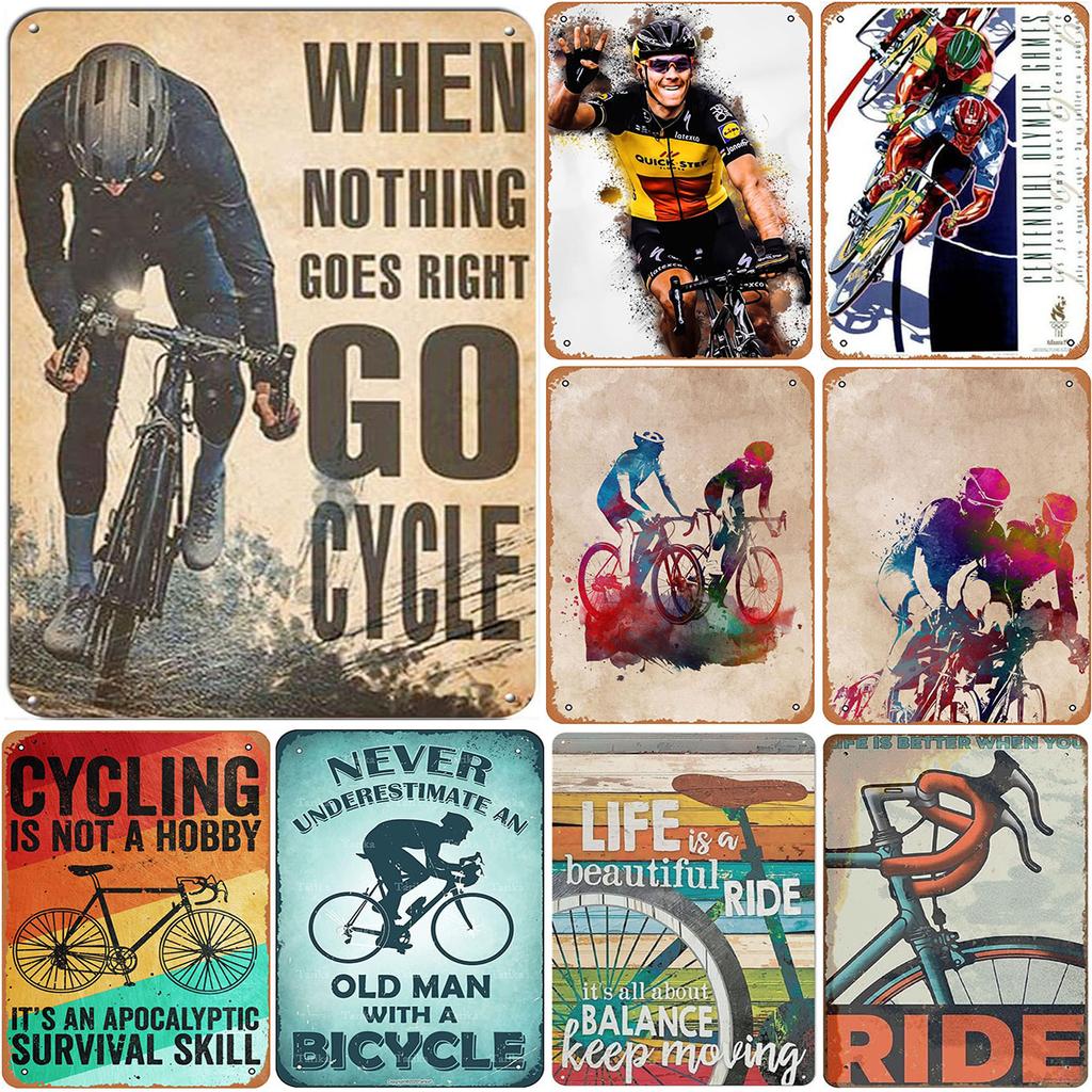 Cycling Metal Tin Signs Bike Ride Wall Decoration Plaque Vintage Art Poster Iron Painting for Man Cave Home Cafe Garden Club Bar