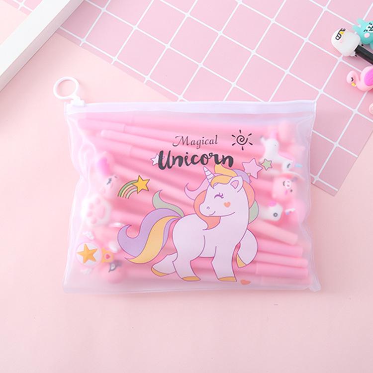 20-Piece Cartoon Gel Pen Set with Pencil Case - Black Ink 0.5mm