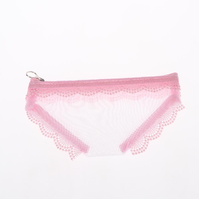Briefs Shape Cosmetic Bag Mesh Lace Heart Makeup Storage Pouch Y2K Transparent Toiletry Bag Storage For Travel