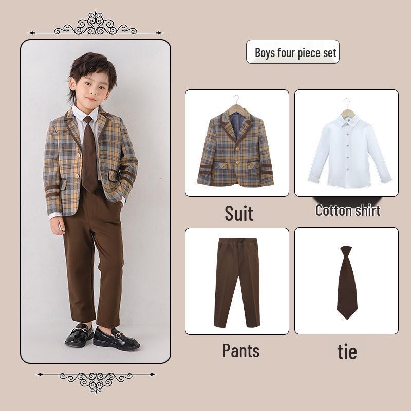Children's British Academy Style Plaid School Uniform Set - Spring & Autumn