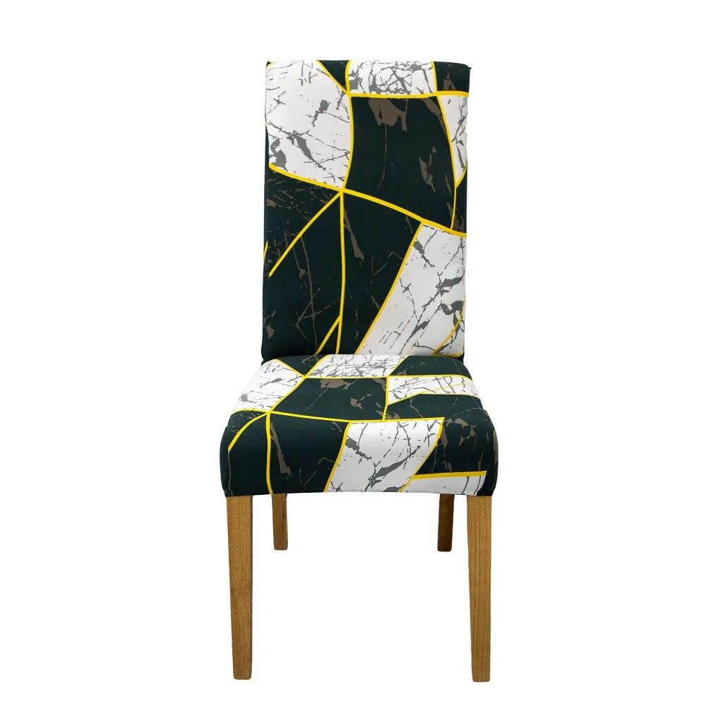 Elastischer Stuhlbezug für Esszimmer, Spandex, Universalgröße, Sitzbezug für Küchenstühle, geometrischer Stil, Möbelschutz, neu