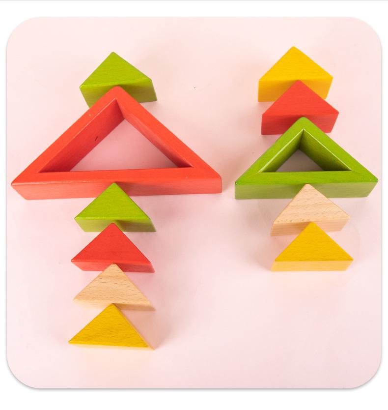 Beechwood Rainbow Stacking Blocks: Educational Toy for Color and Shape Recognition in Kindergarten Children