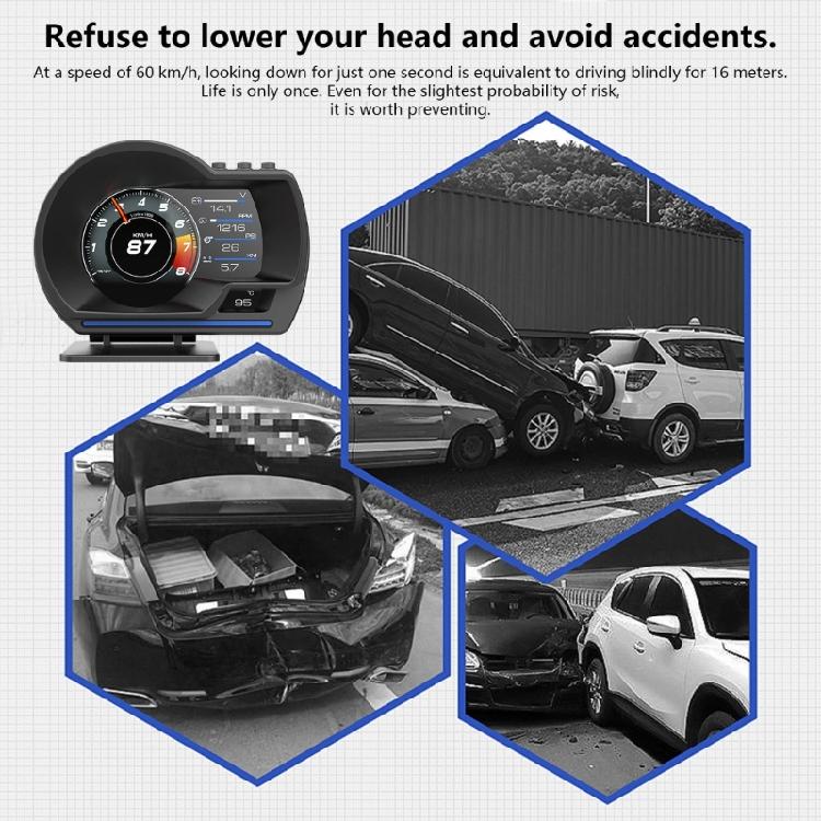 Digital Dashboard Instrument Car Windshield Display Unit Adjustable Mount OBD System Integration Measurement