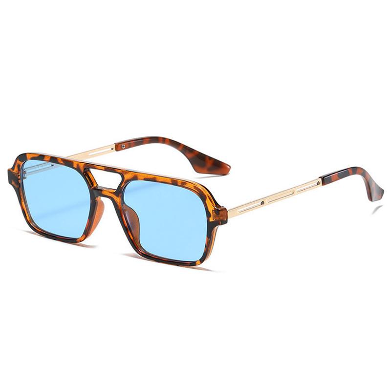 Čtvercové sluneční brýle s malým rámem Žena Značka Návrhář Móda Luxusní sluneční brýle Dámské Vintage duté leopardí modré Oculos De Sol