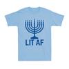Lit Af Menorah Funny Jewish Hanukkah Menorah Lampstand Christmas Men's T-Shirt