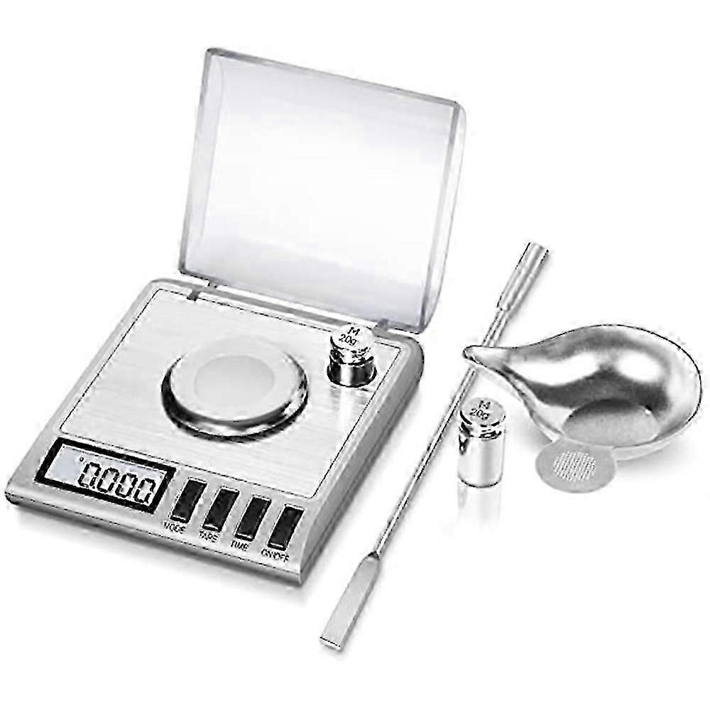 Mini Digital Scale 50g 0.001g High Precision Stainless Steel Jewelry Powder Scale with Calibration Weight