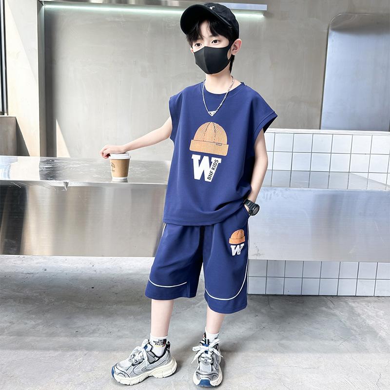 Boys' Summer Suits Summer Clothes Big Children's Summer Thin Short-sleeved Children's Two-piece Clothes