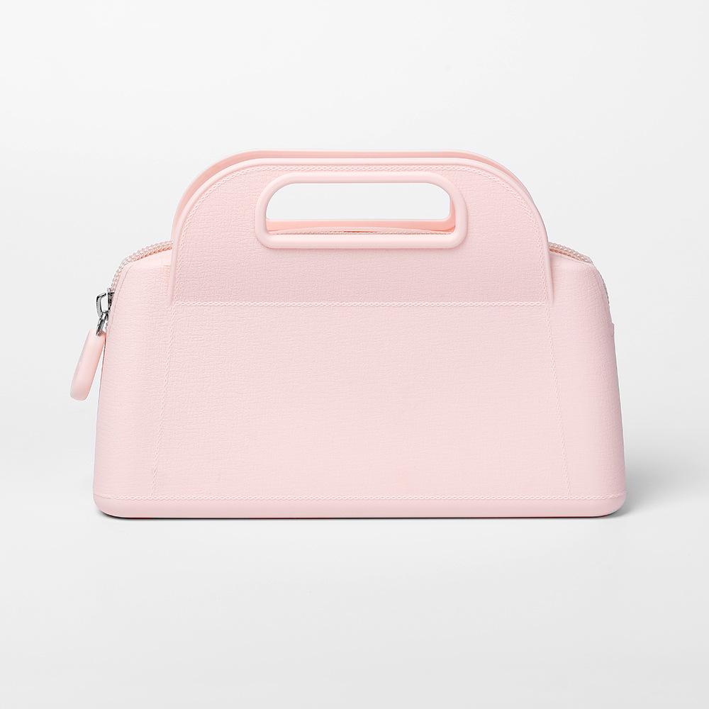 Silicone Handbag Women S Cosmetic Bag Silicone Zipper Cosmetic Bag Travel Women S Makeup Brush Holder Organizer Cosmetic Bag 12.5x18.5cm розовый