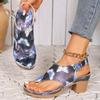 Fashion 2024 Hot Sale Ladies Shoes Buckle Strap Women's Sandals Fashion Printing Casual Sandals Women New Solid Plus Size Heeled Sandals