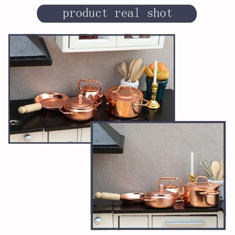 Miniature Kitchen Cooker 1/12 Scale Metal Cookware Strong Design For Realistic Play Scenarios