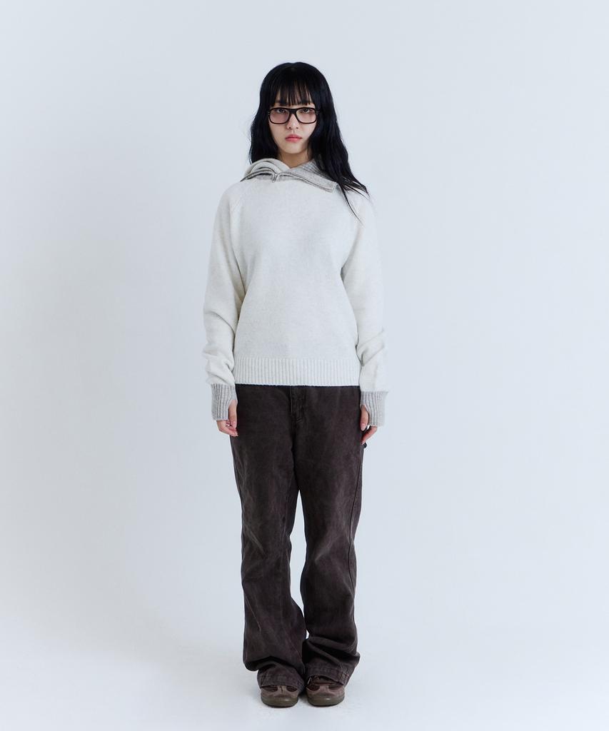 PARADIGMFILM [Ep.03] Slant High-Neck Hooded Knit (Ivory)