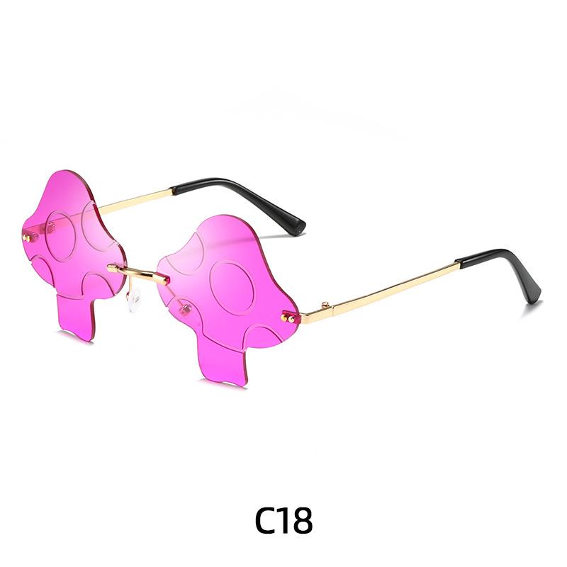 Novel Irregular Mushroom Shape Sunglasses Retro Trendy Fun Rimless Sun Glasses for Women Men Halloween Decorations Party Favor