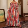 Europäisches und amerikanisches Sommer-Neues Temperament Ein-Schulter-Taillen-Bedrucktes Urlaubs-Kleid in Großer Größe