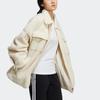 Adidas Originals Sherpa Solid Color Zip-Up Warm Faux Shearling Jacket Women jackets White HC6602