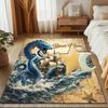 1PC Custom Name Blue Serpent Sea Adventure Theme Floor Mat Ideal for Living Room, Game Rooms, Office, Bedroom,Floor Mat Playful Design