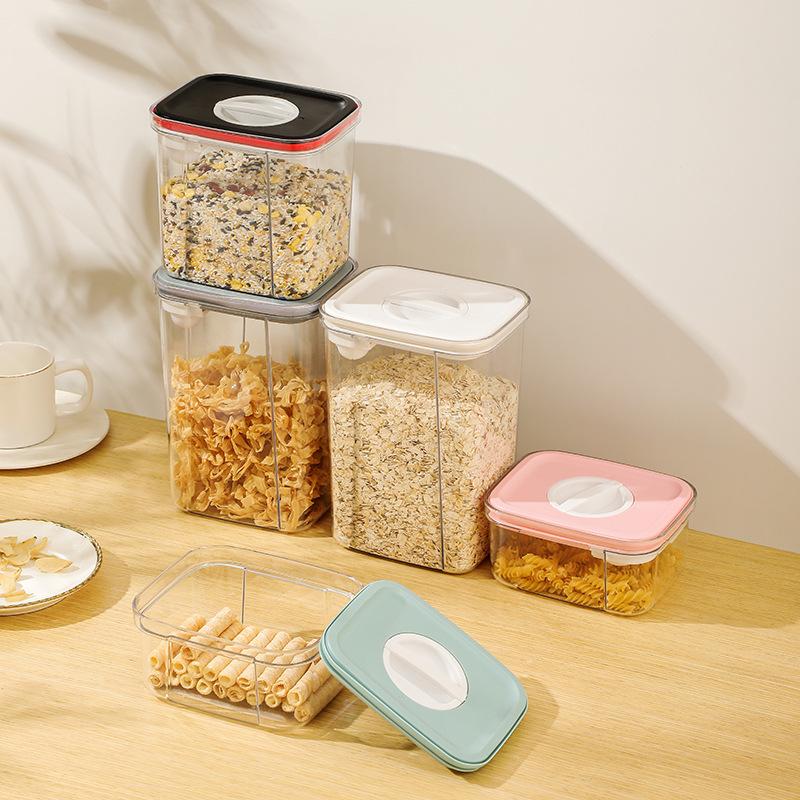 Sealed Jars Kitchen Grain Storage Organizer Plastic Moisture-proof Food Storage Tank Dried Fruit Tea Storage Box Jar with Spoon