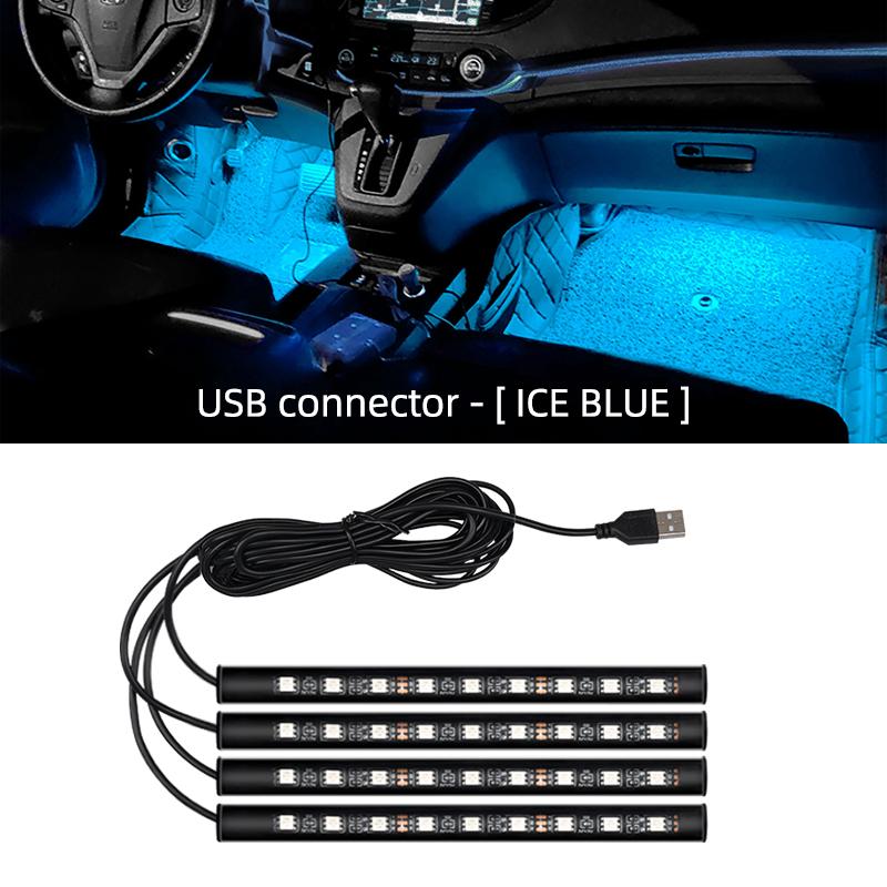 5V/12V Car Interior Backlight Ambient Mood Foot Light with Cigarette Lighter USB Decorative Atmosphere Lamp Car Accessories