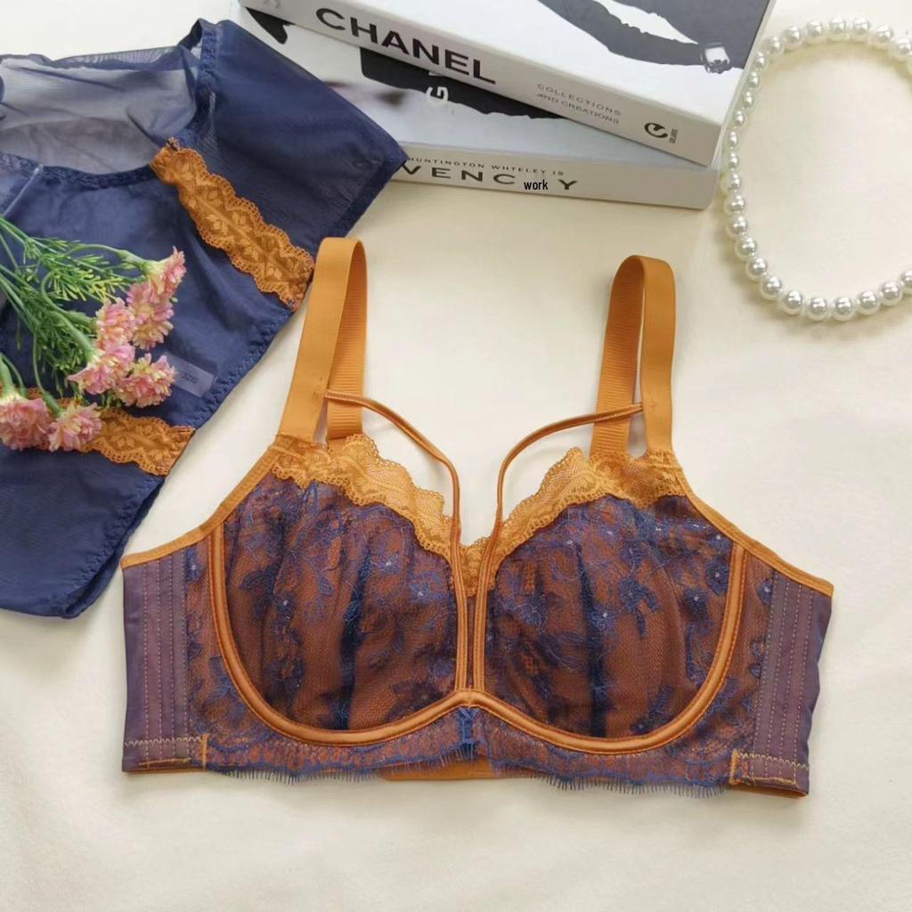 French Lingerie Lace Bra: Soft Underwire, Side Support, Adjustable Straps, and Anti-Sag for Plus Size