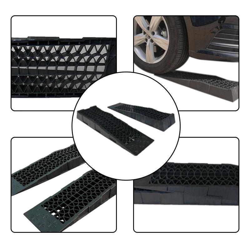 2pcs 3T Capacity Heavy Duty Car Ramps 70cm Plastic Portable Loading Access Ramps Lift Repair Maintenance Jack Lift Tool