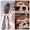 Soft Wrap Sweet Bow Headband Pastoral Style Ribbon Hair Strap Vintage Lace Hair Scarf  Photograh