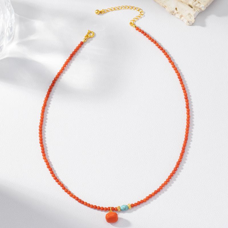 Persimmon Ruyi Chinese Red Jewelry Bracelet Women's New Chinese Necklace Premium Red Clavicle Chain Neck Chain