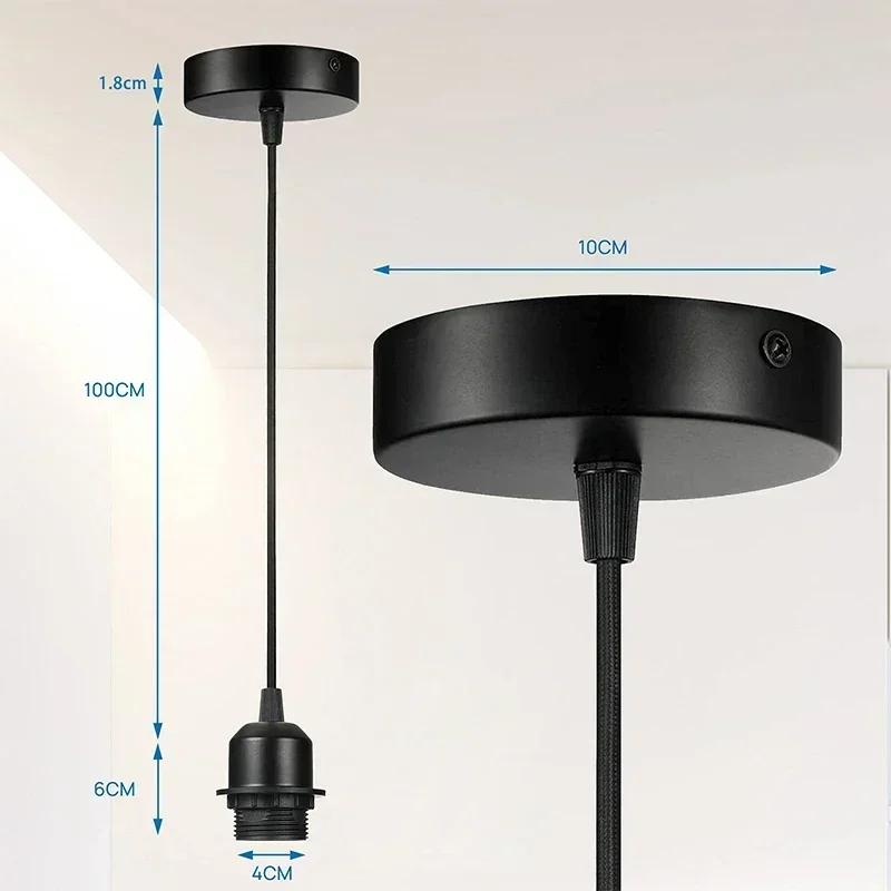 E27 Pendant Light Holder Kit 1m Hanging Wire with iling Socket Vintage Lamp Holder for DIY Chandelier Black White Color Choic