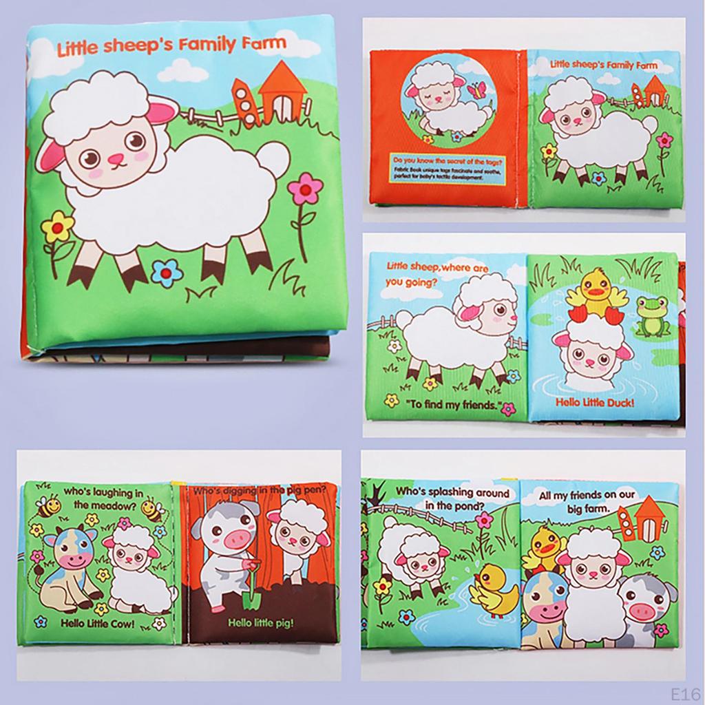 Cloth Books, Baby , Animals Crinkle Sensory Book Crib Toy for Early Development Learning Infants