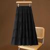 2025 High-End Summer Women's Fairy Lace Pleated Midi Skirt with Large Swing.