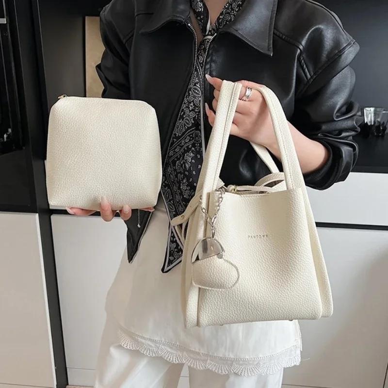 Summer Solid PU Large Capacity Women's Shoulder Bags Hot Sale Versatile Elegant Crossbody Bag Fashion Youth Vegetable Basket Bag