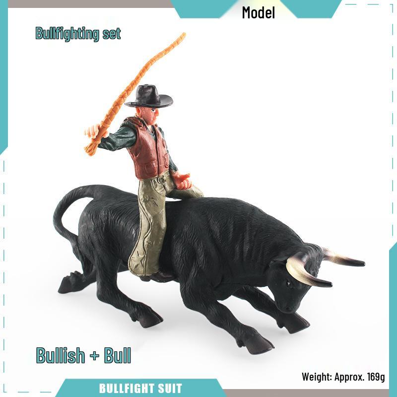 Spanish Bullfighting Set: North African Wild Bull & Tamed Bull Rider Figurine