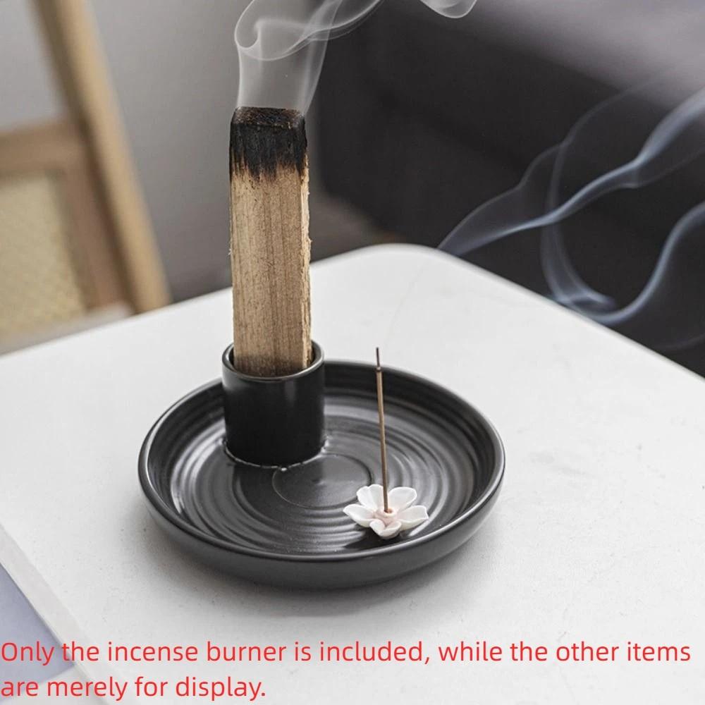 

Multifunctional Ceramic Incense Burner Candles Holder 3 in 1 Incense Stick Holder Home Decor Censer Proof Smudging Stand чорний