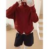 Autumn and winter lapel collar double zipper solid color double pocket casual cardigan temperament thin versatile lazy style knitted sweater