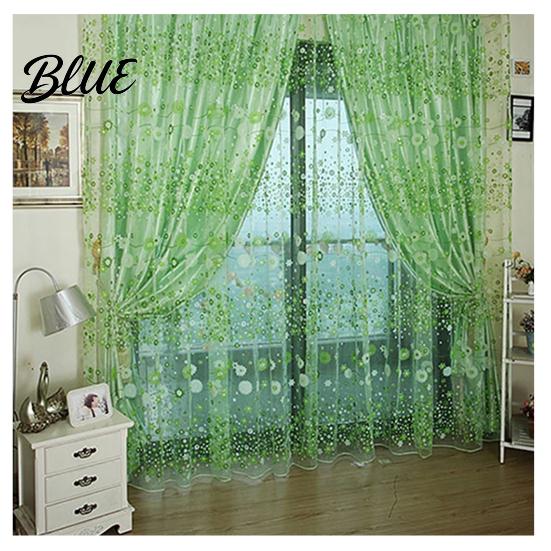 Voile Curtain Window for Home Decor Balcony Pattern Room Translucent Floral Valance Pastoral Office Cafe